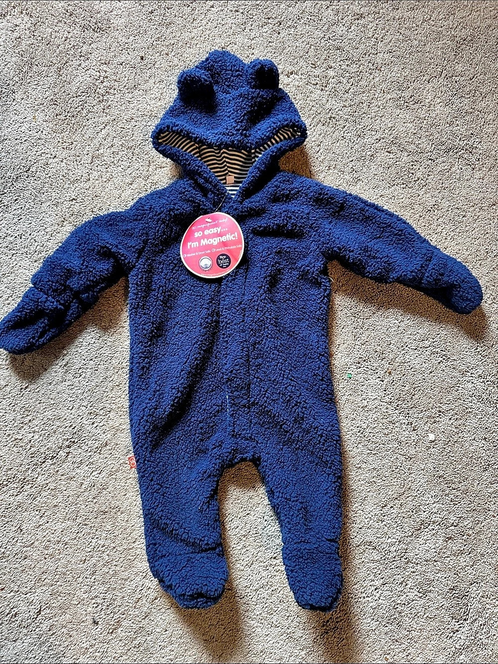 Magnetic Me Magnetic Fleece Pram Bear Suit Blue Footie